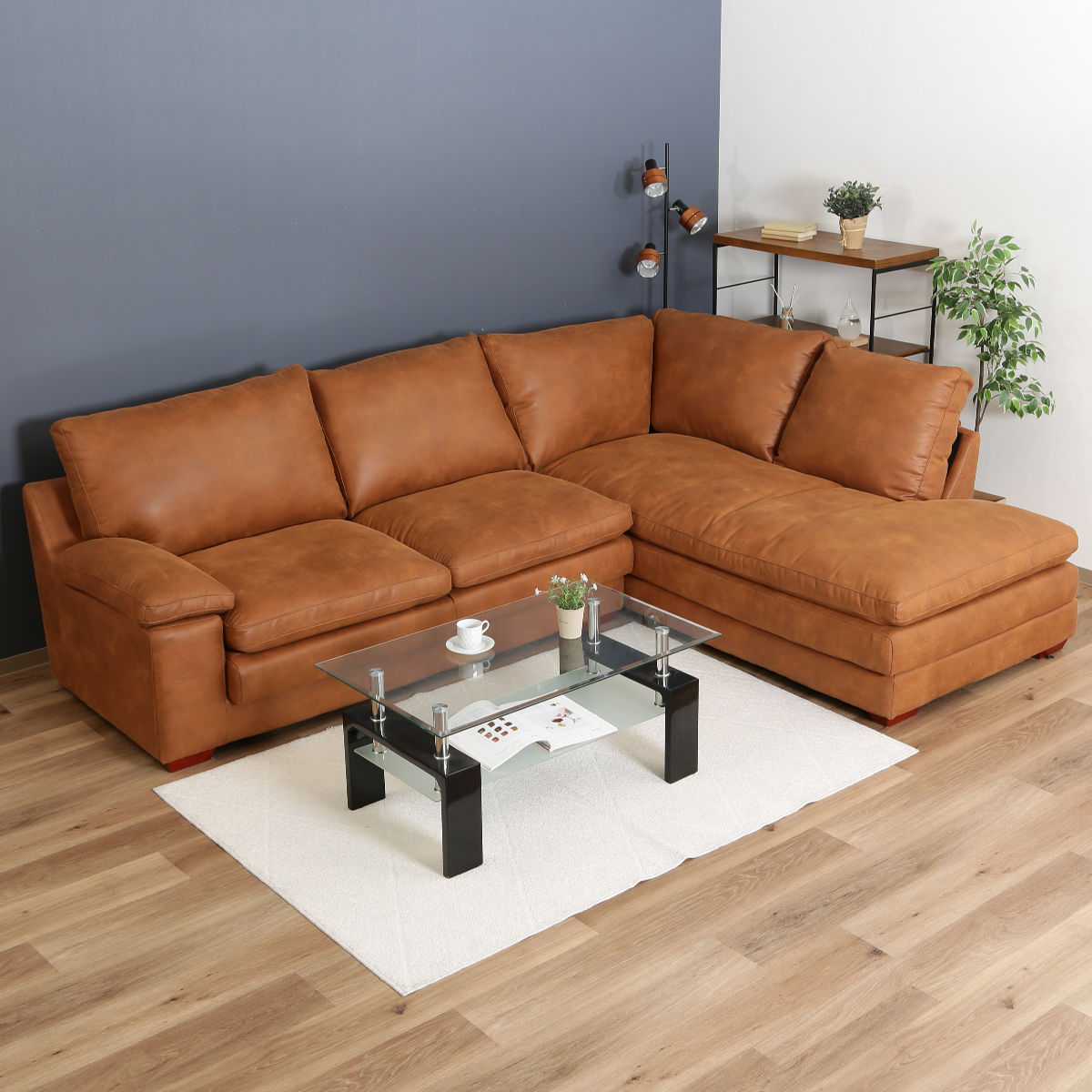 ソファ 幅293cm ROOMS2 Lコーナー （ コーナーソファ カウチ 3人掛け 4人掛け PU レザー調 合皮 ゆったり 快適 高級感 ヴィンテージ調 ）【39ショップ】