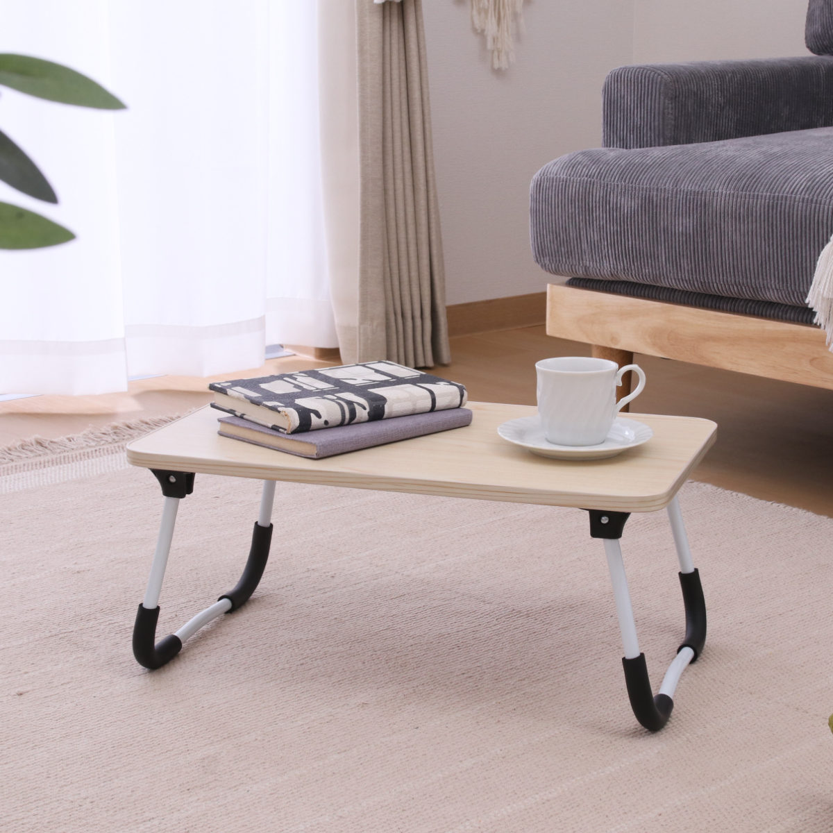 ミニテーブル 折りたたみ 幅51.5cm 高さ21cm ( 1人用 ベッドテーブル サイドテーブル テーブル ナイトテーブル ソファ ベッド 横 ノートパソコン...