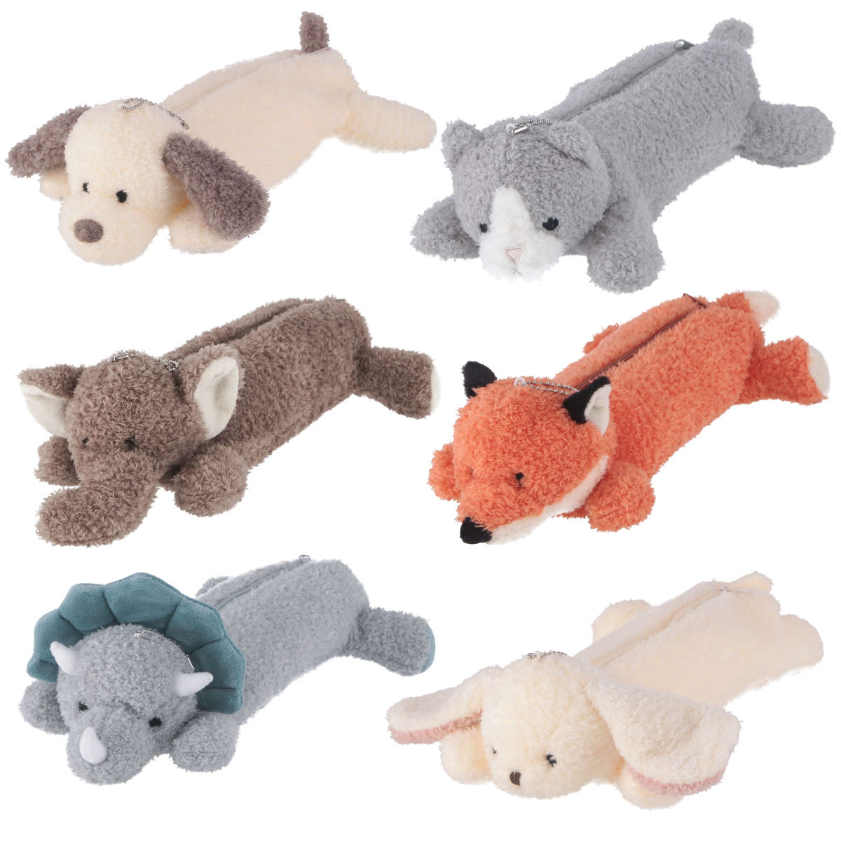 ペンケース アニマルペンケース ぬいぐるみ 筆箱 ( ポーチ 小物入れ マスコット チェーン付き バッグ チャーム ストラップ かばん 鞄 通学 通勤 おしゃれ...