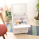 ドレッサー 幅45cm コスメボックス 組立品 コスメ 化粧品 収納 ミラー キャスター ( コスメワゴン 引き出し 鏡付き 大容量 コンパクト メイクボックス ワゴン 白 )【39ショップ】