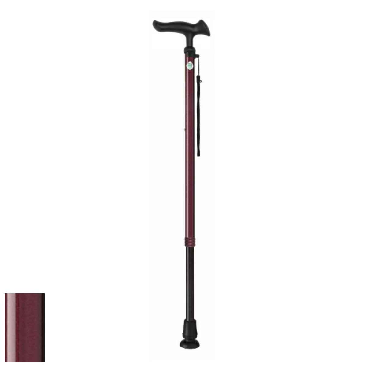 杖 ステッキ 伸縮 かるがもE22 身長～197cm 男性 おしゃれ プレゼント レッド （ 10段階調節 一点杖 太め 太杖 衝撃吸収 アルミ製 左右兼用 左