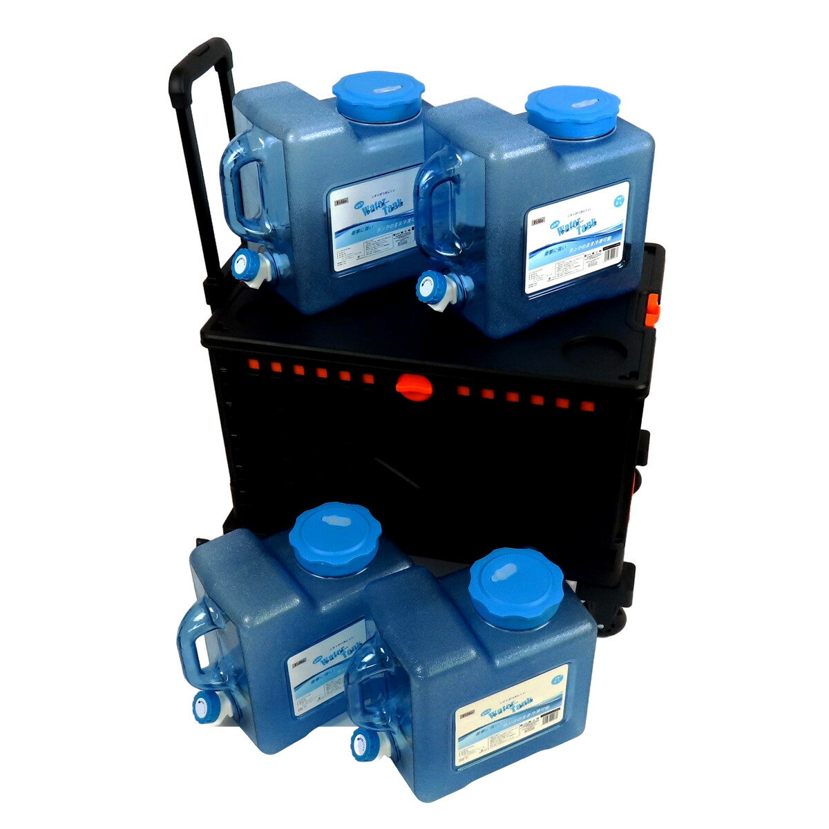 ウォータータンクカート 折りたたみコンテナ 飲料用タンク4個セット ( コック付き 水 タンク ポリタンク 8L ウォータージャグ 4個入り 給水タンク 給水 ...