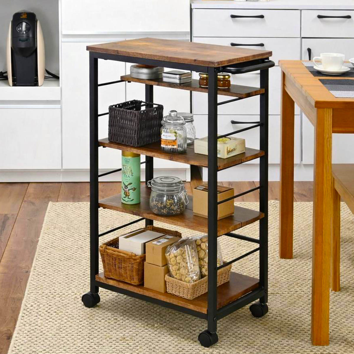 Slim Kitchen Racks - キッチンワゴン 可動棚 キャスター付き （ 幅30.5cm 隙間収納 キッチン収納 ワゴン キッチンラック 天板 配膳ワゴン マルチワゴン スリムラック 耐水性 マグネット キッチン隙間収納 洗面所 サニタリー ）【39ショップ】
