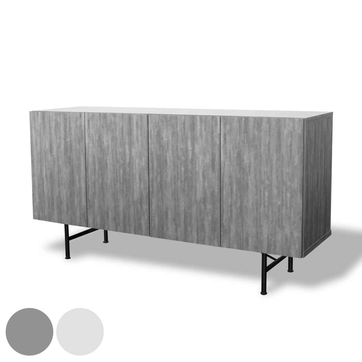 Cabinets, Consoles - サイドボード 4枚扉 紙漉き模様 SERO 日本製 幅150cm （ 開梱設置 セロ 収納 棚 ラック 窓下 リビング 韓紙風 完成品 食器棚 リビング収納 可動棚 お掃除ロボット対応 グレー シンプル ）【39ショップ】
