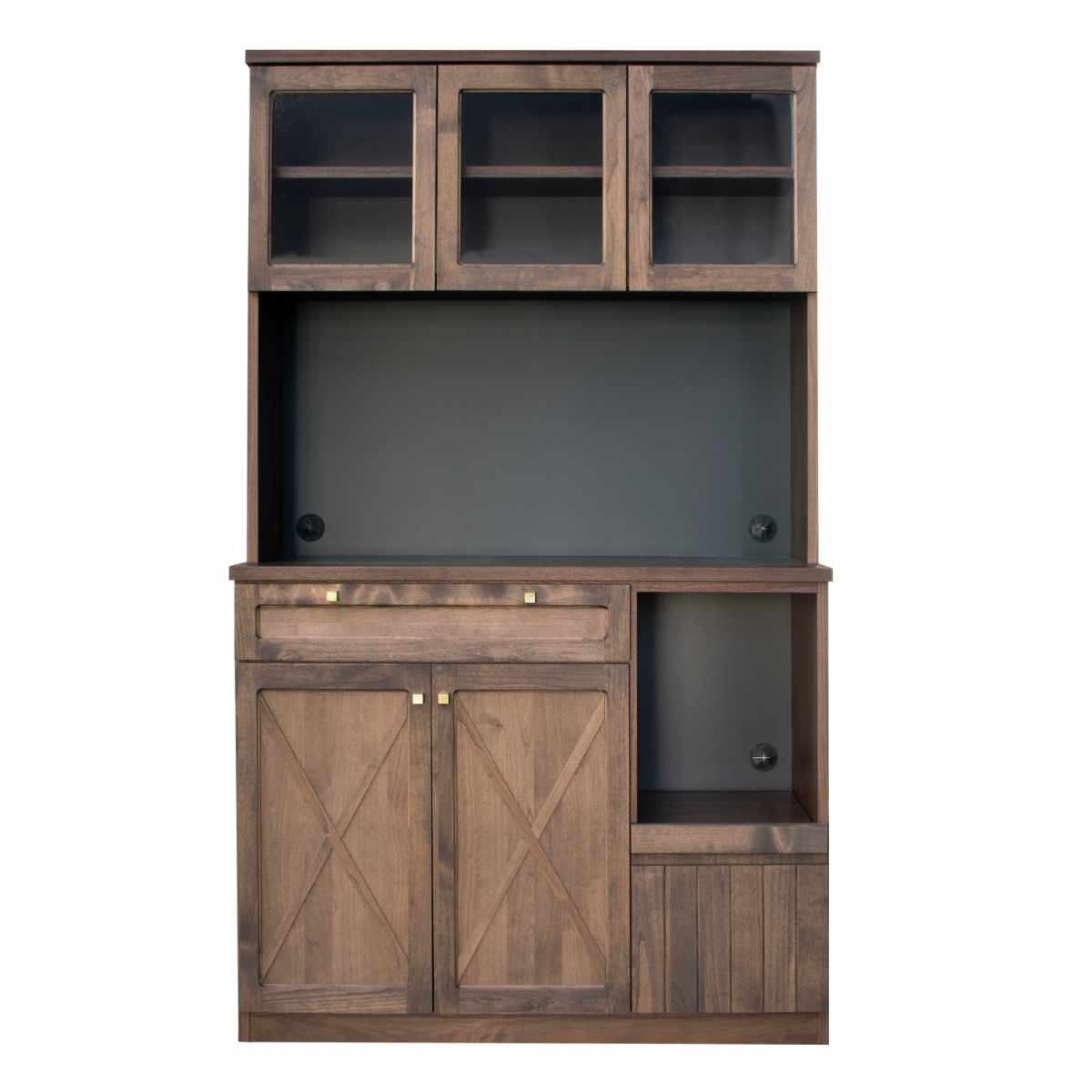 カップボード ハイタイプ アルダー材 無垢材前板 RIGI 日本製 約幅105cm （ 開梱設置 リギ 食器棚 キッ..