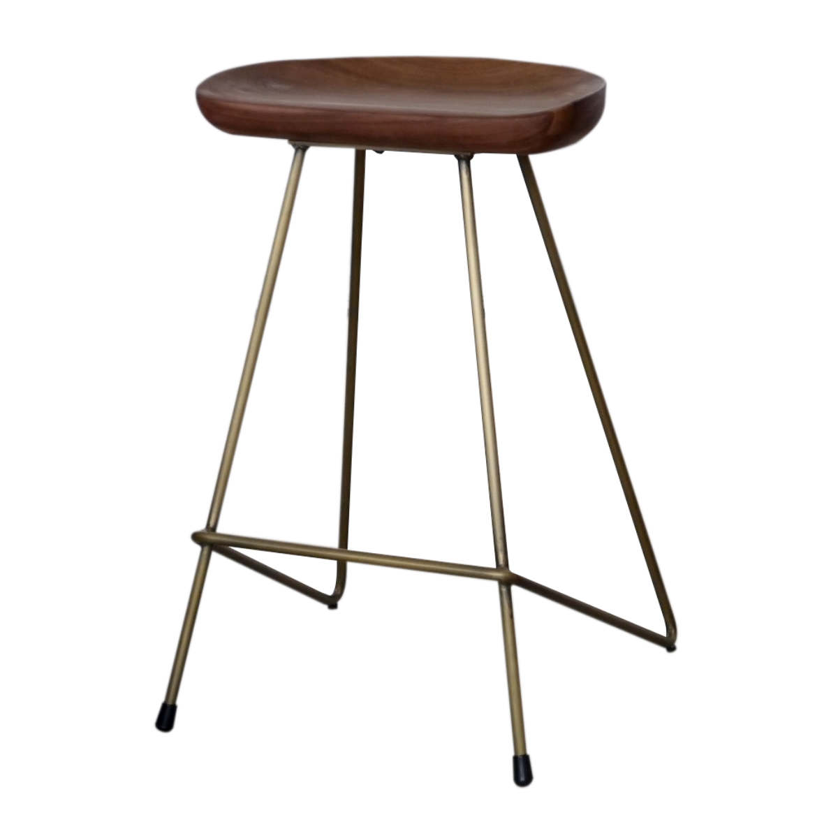 カウンタチェア 高級感 スタイリッシュ 天然木 ブラウン 高さ69cm （ チェア 椅子 バーチェア ハイチェア チェアー 木製 座面 ダイニング リビング キッチン スチール 脚 ）【39ショップ】