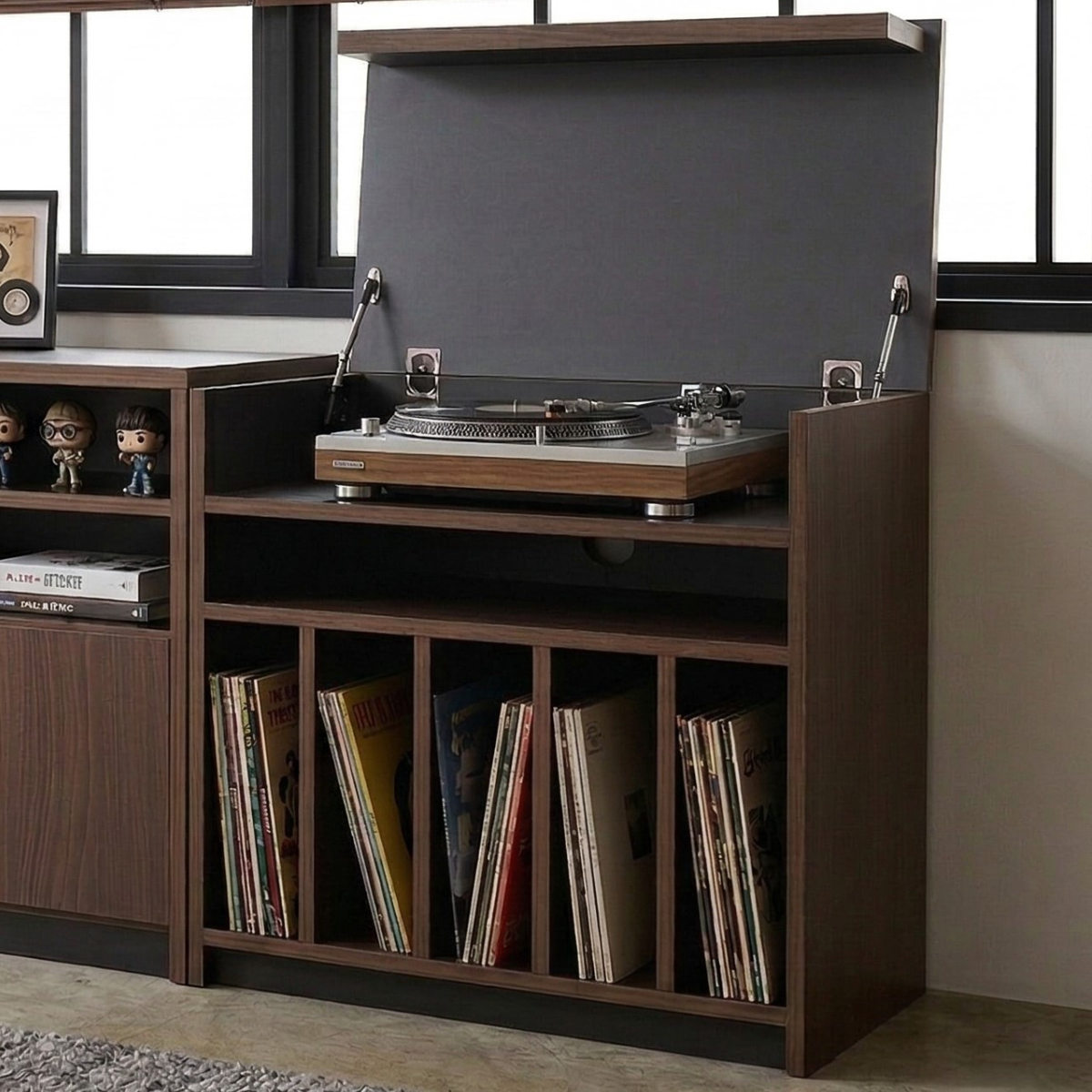 キャビネット　compora８ ガラス扉付きレコード 収納 家具 LPレコード収納 | アクリル付き扉 | おしゃれなキャビネット
