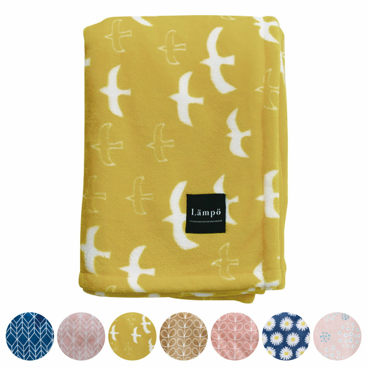 ブランケット Lampo 100×140cm マイクロフランネル 洗濯機OK （ ひざかけ 膝掛け 肩掛け フランネル 防寒 寒さ対策 ランポ 100×140 洗濯できる 持ち運び 冷房対策 北欧柄 ネイビー ピンク イエロー ベージュ ブルー ）【39ショップ】