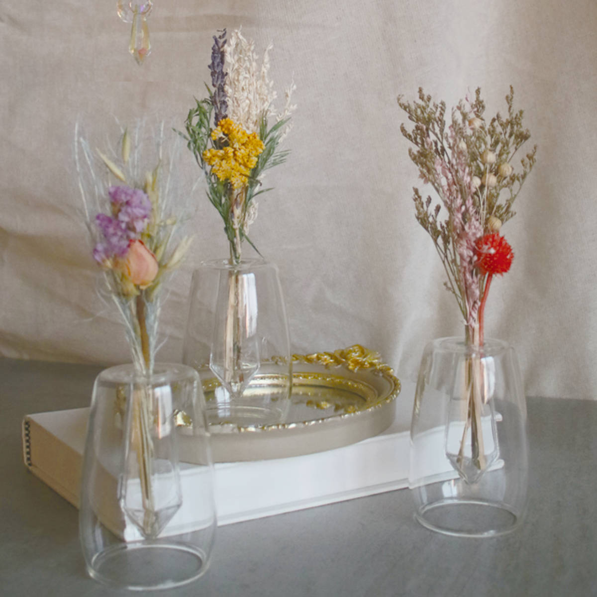 ドライフラワー Into The 2way Vase 花瓶付き （ ブーケ 花束 フラワーベース 花瓶セット ガラス 一輪挿し 花 インテリア おしゃれ ギフト 贈り物 プレゼント インテリア雑貨 誕生日 母の日 記念日 お祝い 雑貨 ミニサイズ スワッグ ） 【39ショップ】