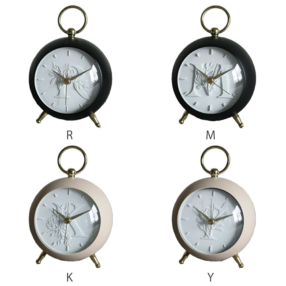 目覚まし時計 イニシャル 連続秒針 Initial Alarm Clock （ アラーム アナログ 時...