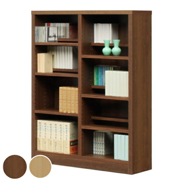 Comic Storage - 本棚 木製 コミックシェルフ 前後分割可動棚 日本製 幅90cm 高さ120cm （ 送料無料 壁面収納 オープンラック シェルフ コミックラック 大容量 収納棚 コミック収納 漫画収納 前後2段 ブラウン ナチュラル 国産 完成品 ） 【39ショップ】