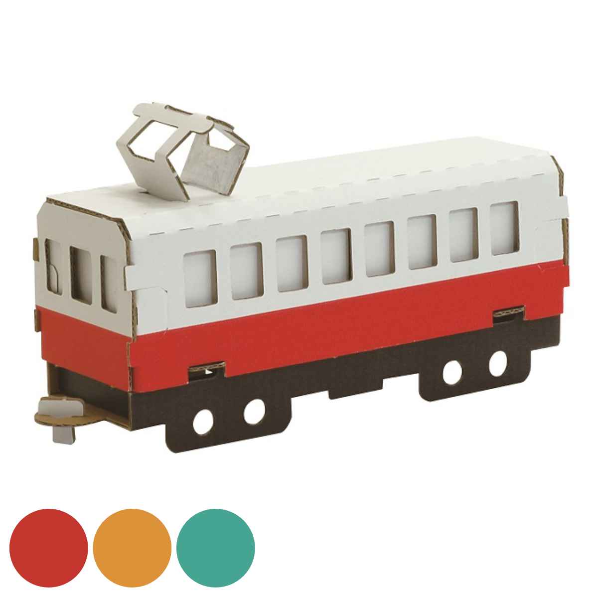 【先着】最大400円OFFクーポン有！ 工作キット ダンボール製 hacomo kids 電車 （ ダンボール 段ボール おもちゃ ペーパークラフト 工作 子ども キッズ 組み立て 手作り キット 組立 作る 簡単 リサイクル エコ 立体的 本格的 お絵描き 色塗り ミニチュア ） 【39ショップ】