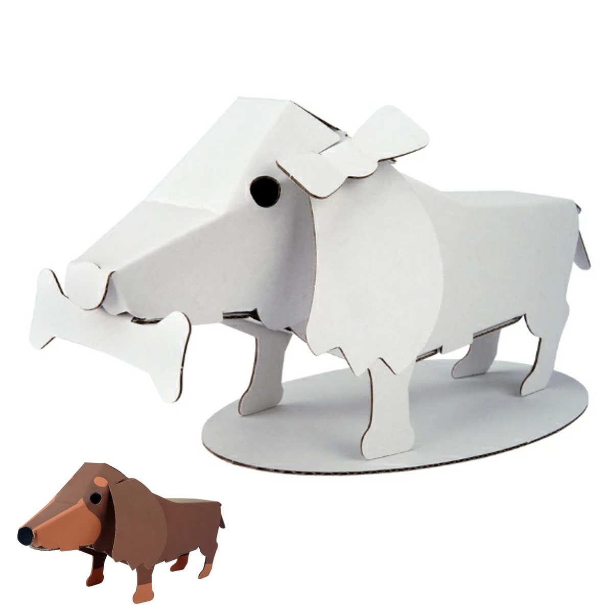 工作キット ダンボール製 hacomo kids ダックスフント ( ダンボール 段ボール おもちゃ ペーパークラフト 工作 子ども キッズ 組み立て 手作り ...