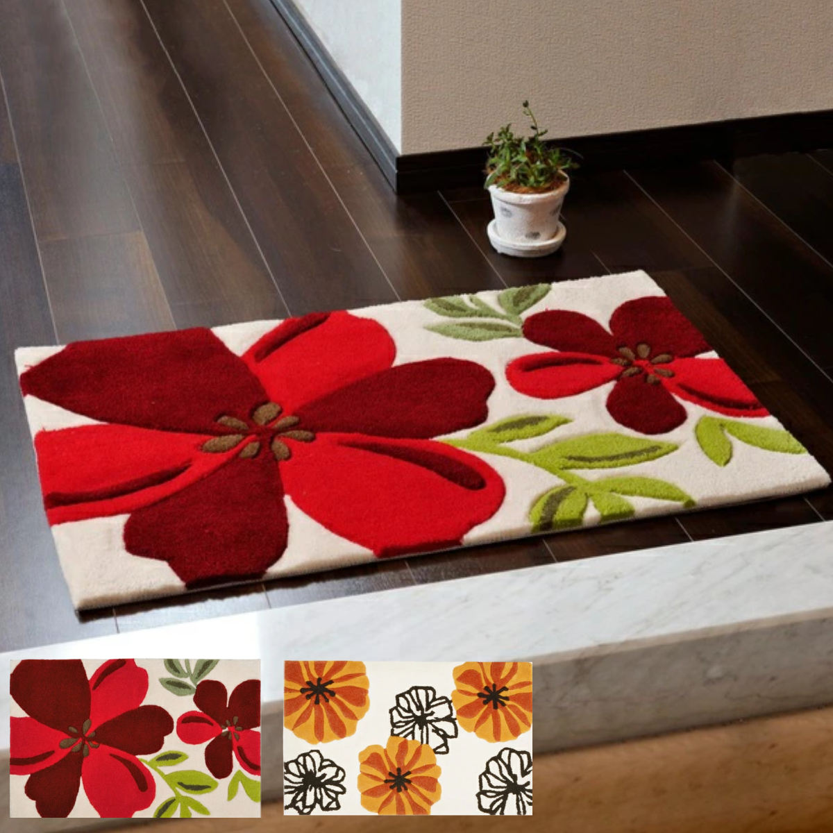 玄関マット 屋内用 踏み心地ふかふか玄関マット （ マット 玄関 室内 部屋 花柄 インテリア アクセントマット アベル マリア 玄関用マット 50×80cm 70×120cm 滑り止め付き 屋内 おしゃれ ）【39ショップ】
