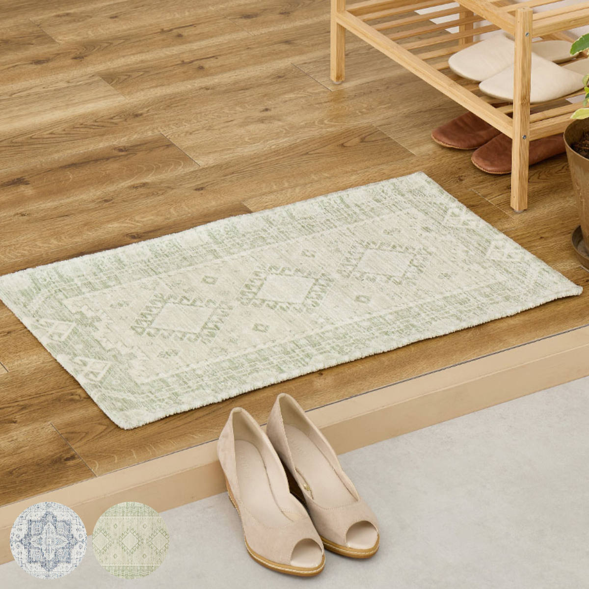 玄関マット シェニールマット ジャガード織 室内 （ マット ラグ 敷物 インテリア おしゃれ 薄手 軽量 滑り止め 幅75cm 幅90cm 幅120cm キッチン リビング 寝室 洗面所 ランドリー 室内用マット 玄関 脱衣所 洗面 敷き物 ）【39ショップ】