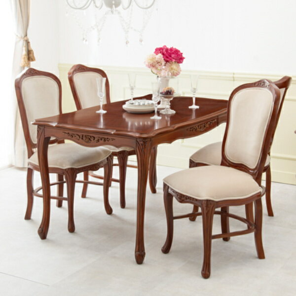 ダイニングテーブル 幅150cm 猫脚 姫系 木製 マホガニー 天然木 ダイニング テーブル アンティーク調 ..