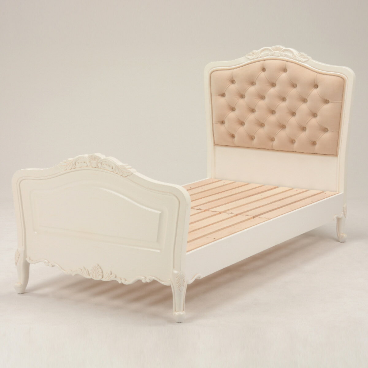 姫系ベッド セミダブル 姫系 猫脚 完成品 ヴィオレッタ （ ベッドフレーム ベッド 寝具 白家具 木製 すのこ スノコ すのこベッド スノコベッド ネコ足 ネコ脚 ホワイト 白 アンティーク ）【39ショップ】