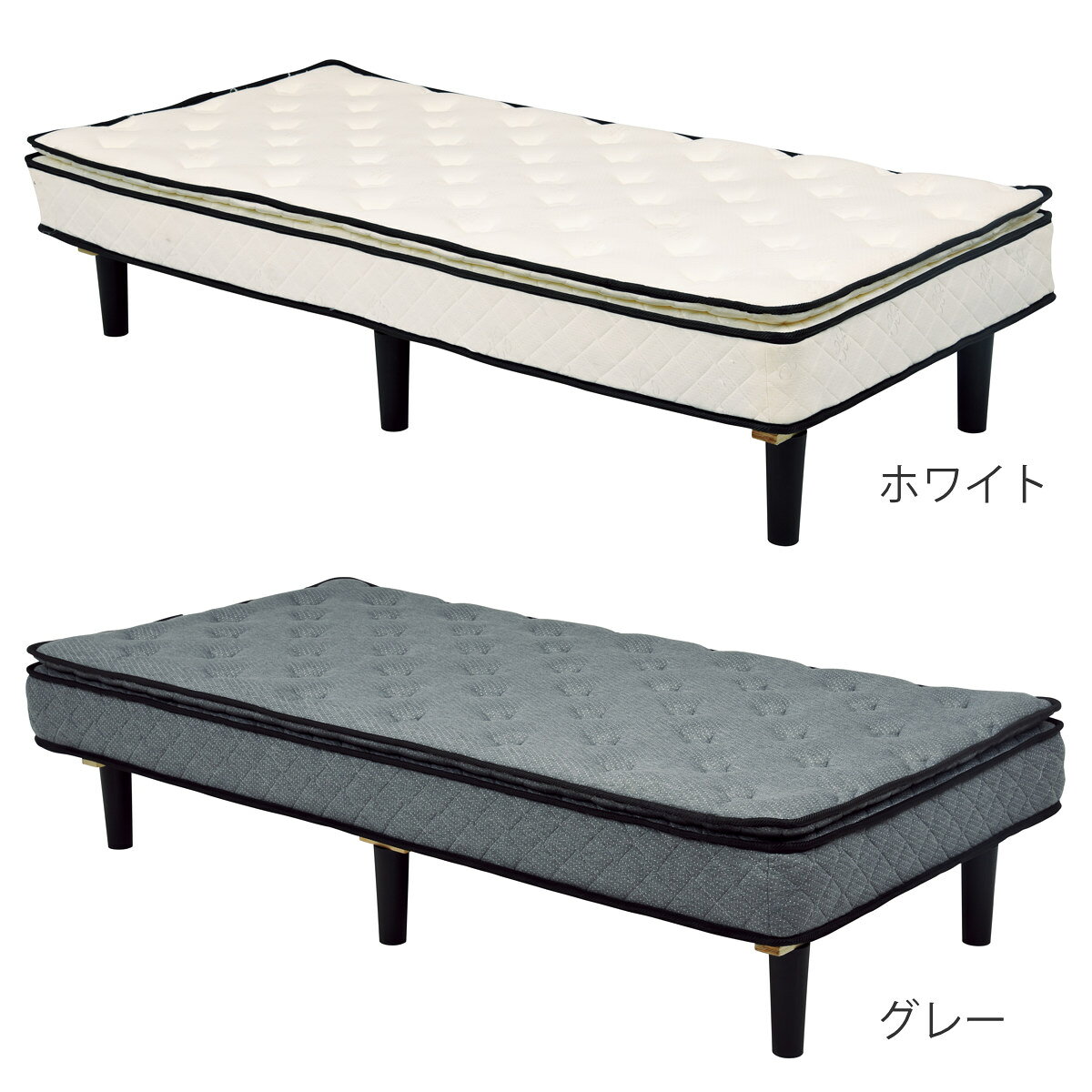 マットレス付きベッド セミダブル ポケットコイルマットレス 組立簡単 ( ベッド マットレス付き ポケットコイル 圧縮梱包 すのこフレーム 耐荷重180kg ピロートップ お掃除ロボット対応 ホワイト グレー )【39ショップ】 [3]