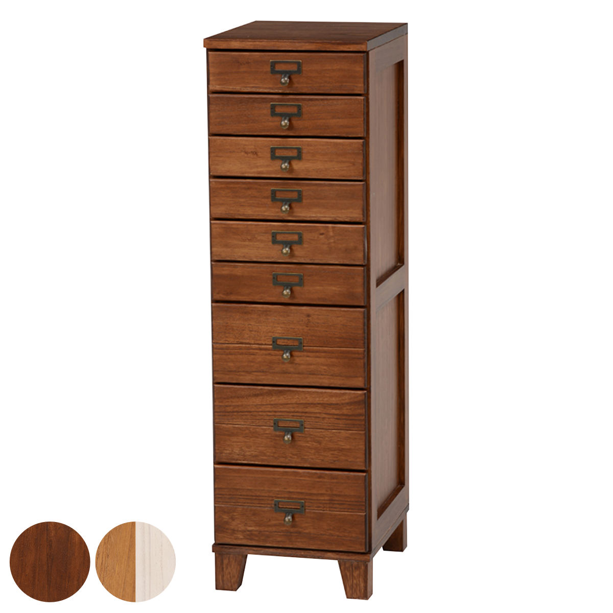 スリムチェスト 9段 ウッドプロダクツ 幅28cm ブラウン （ 桐 収納 タンス 引出し カントリー チェスト..