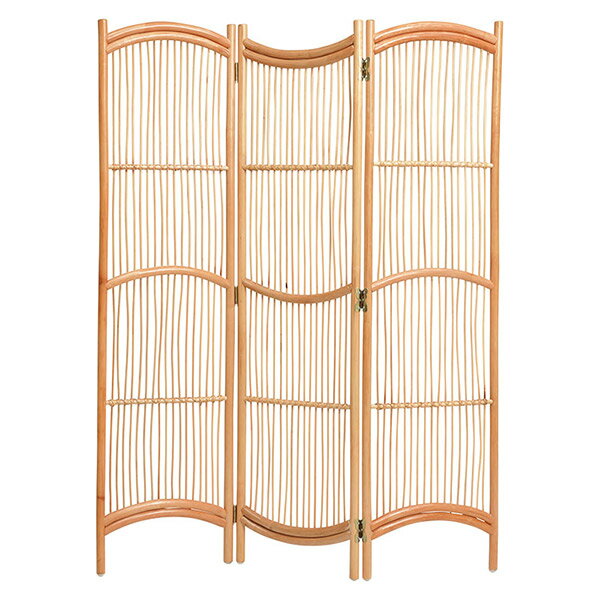 籐スクリーン 衝立 3連 波目 ラタン家具 高さ150cm （ 送料無料 スクリーン 籐 ラタン パーテイション パーティション 間仕切り つい立て ついたて 三連 目隠し 仕切り 完成品 和モダン 和風 アジアン家具 アジアン バリ 玄関 ） 【39ショップ】