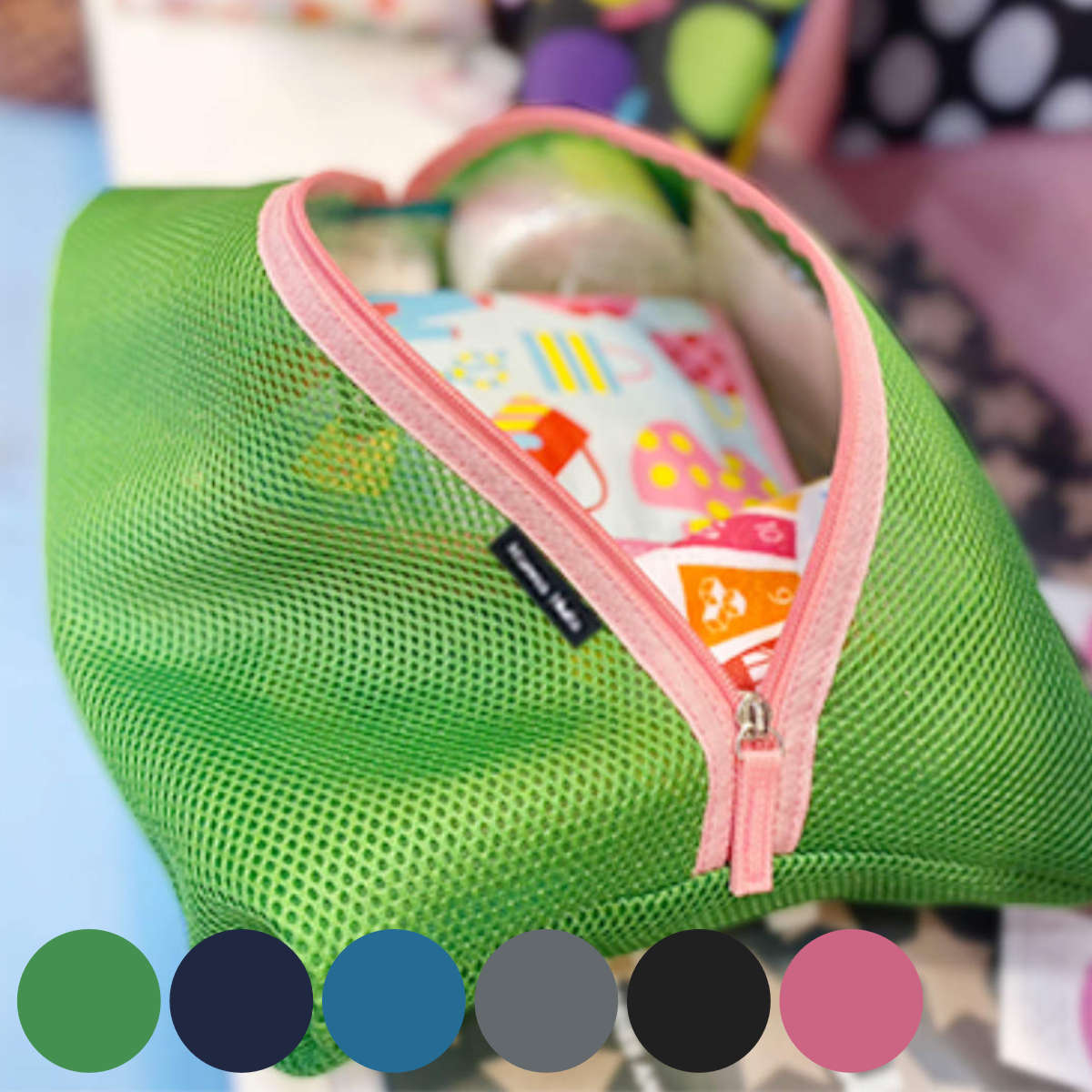 ポーチ メッシュポーチ 消臭 抗菌 デオドラントネーム付き ( おむつポーチ ハンナフラ Hanna Hula マルチポーチ バッグ オムツ 持ち運び 携帯 お...