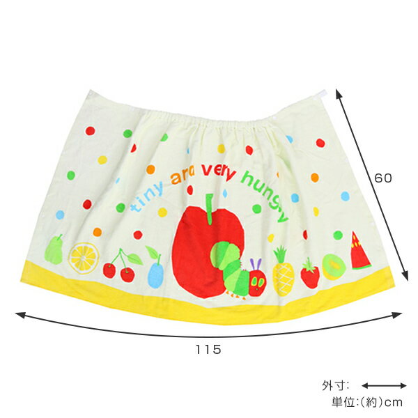 ラップタオル 巻きタオル M寸 マキM はらぺこあおむし ハッピーアップル （ プールタオル ビーチタオル タオル プール 子ども こども 子供 60cm 60 男の子 女の子 あおむし 虫 絵本 キャラクター グッズ キャラクターグッズ ）