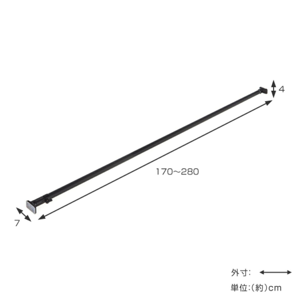 つっぱり棒 幅170〜280cm 突ぱりパワフルポール マットブラック 特大 2本セット （ 突っ張り棒 ツッパリ つっぱり 突っ張りポール ブラック 黒 強力 カーテン 隙間収納 すき間 仕切り ポール 伸縮棒 突っ張り ）【39ショップ】 interior-palette-10089097 インテリアパレット サンプル画像3