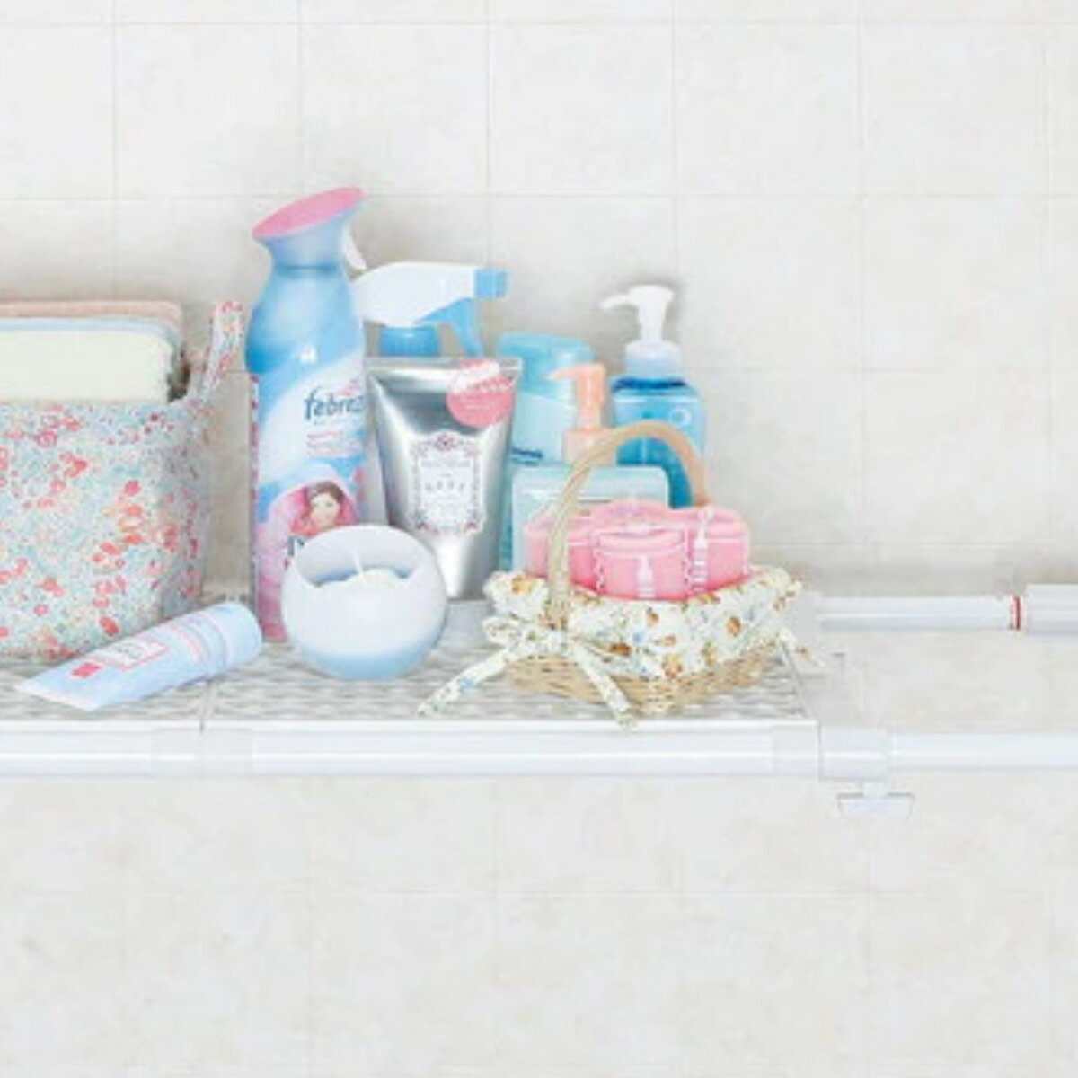 つっぱり棚 パワフルメッシュ棚 ワイド 取付幅：73～112cm 2個セット （ 突っ張り棚 強力 つっぱり 幅..