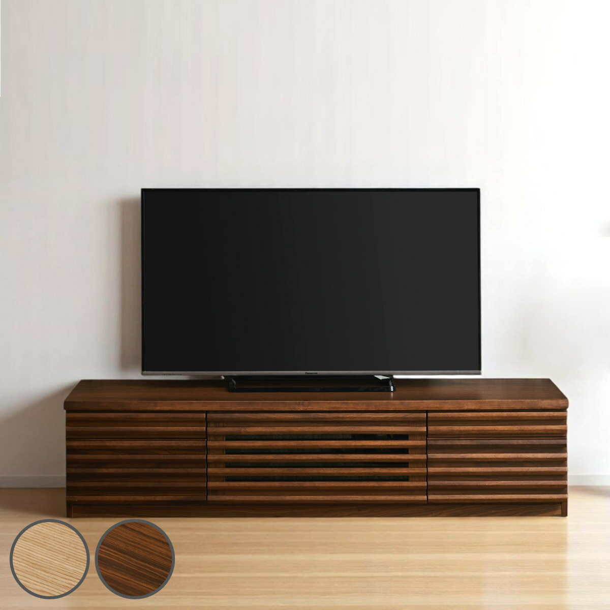 テレビ台 幅160cm 幅180cm 幅200cm ローボード 天然木 完成品 （ TV台 テレビボード 収納 家具 ラック フラップ扉 無垢 引き出し 可動棚 リビングボード ルーバー ナチュラル ウォールナット ）【39ショップ】