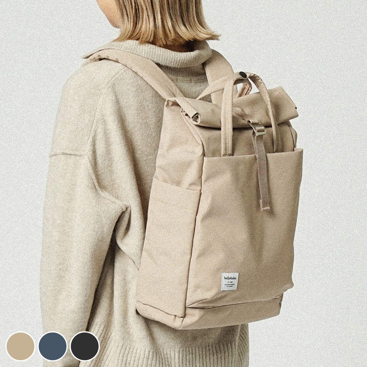  リュック hellolulu ケーシー KACY （ ハロルル リュックサック バックパック ビジネスリュック バッグ かばん 鞄 レディース メンズ 軽い 撥水 通学 通勤 PC収納 ロールトップ サイド 背面 ポケット 手提げ おしゃれ ）