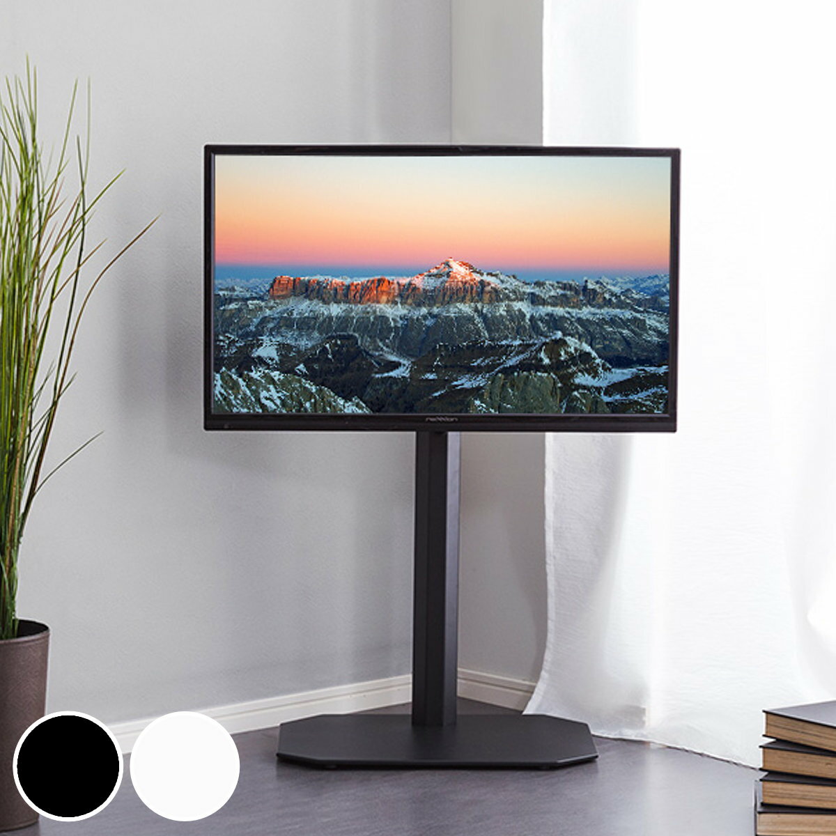 TVスタンド 八角支柱 65V型対応 壁寄せ テレビ台 （ TV台 テレビスタンド TVスタンド 壁よせ 高さ調節 ..