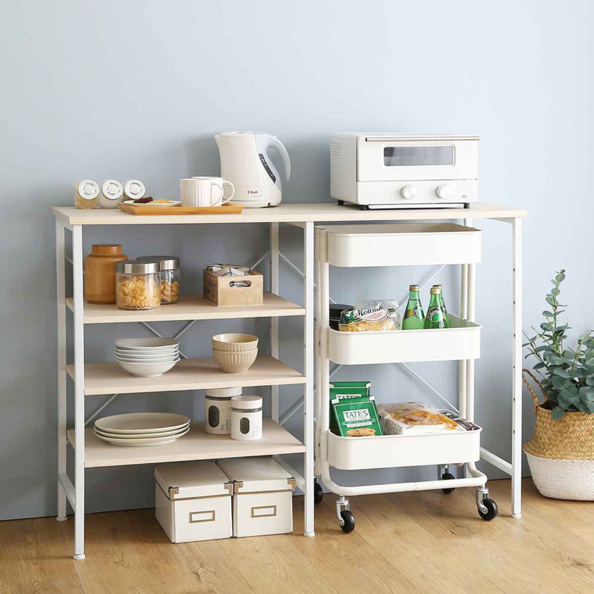 ごみ箱上キッチンカウンター 幅120cm 北欧調 スチールフレーム （ ごみ箱上 カウンター ラック 棚 ゴミ..