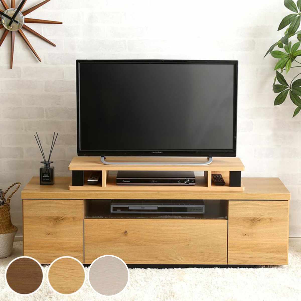 Rakuten - モニター台 幅79.2cm 110.3cm テレビ下収納 木目調 （ モニタースタンド 台 テレビ下 収納 高さ調節 デスク 卓上 PC台 パソコンラック テレビ台 ディスプレイ 机上台 キーボード収納 ）【39ショップ】