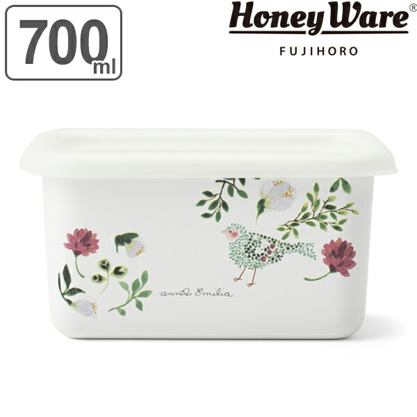 保存容器 ホーロー製 700ml アンナエミリア 深角容器 S Honeyware 富士ホーロー （ ホーロー容器 深型容器 ストッカー 琺瑯容器 角型容器 オーブン対応 冷凍保存 スクエア フードコンテナ 食品保存 おしゃれ 白 ハニーウェア ） 【39ショップ】