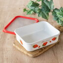 保存容器 1.35L ストロベリーシリーズ 浅型角容器 L Honey Ware ( 富士ホーロー 密閉 琺瑯 ホーロー オーブン対応 ガス対応 琺瑯容器 浅型 角型 ほうろう ストッカー 食品保存 蓋付き おしゃれ かわいい 1350ml )【39ショップ】(3)