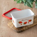 保存容器 700ml ストロベリーシリーズ 深型角容器 S Honey Ware ( 富士ホーロー 密閉 琺瑯 ホーロー オーブン対応 ガス対応 琺瑯容器 深型 角型 ほうろう ストッカー 食品保存 蓋付き おしゃれ かわいい )【39ショップ】