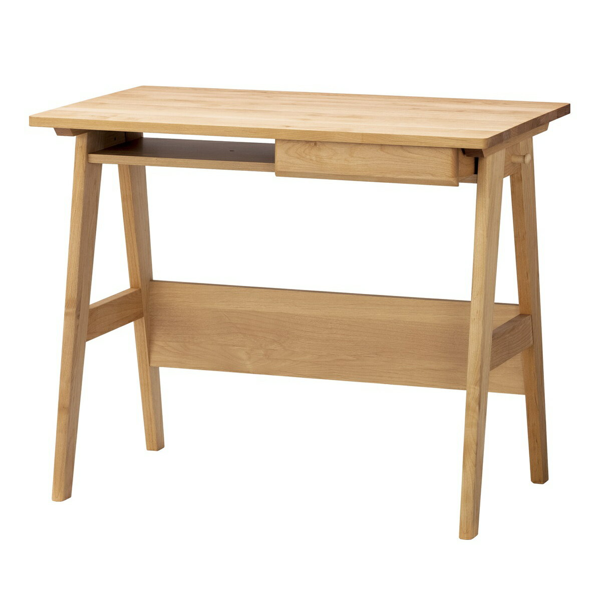 学習机 シンプル 幅100cm 引出し付 コンセント付 スキップ （ 勉強机 机 デスク つくえ シンプルデスク 無垢 木製 補修キット付き 日本製 リビング学習 リビング 北欧 ナチュラル ）【39ショップ】