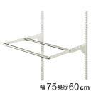 DIY パイプ2本 幅75cm 奥行60cm ( ハンガーラック フィットラック パイプハンガー 壁付け 収納 壁面収納 衣類収納 大容量 吊り下げ収納 収納ス...