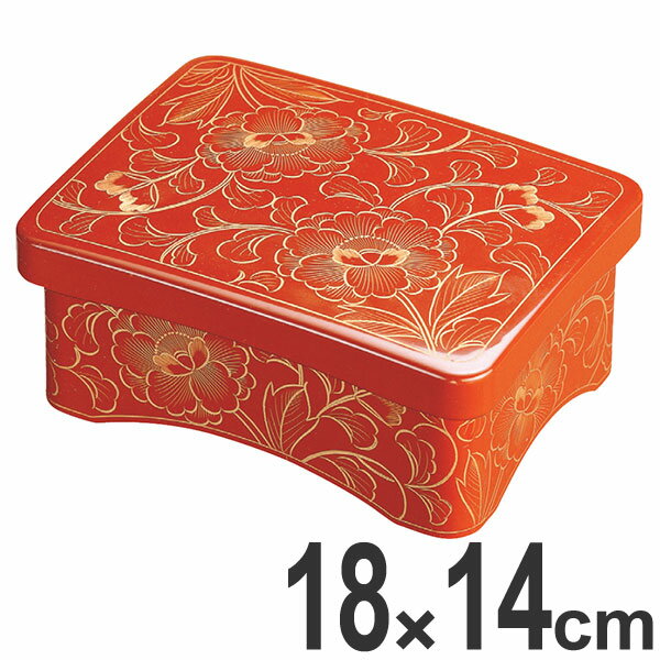 うな重 器 角 殿様丼重 洗朱 総沈金ぼたん 内洗朱 漆塗 一段 漆器 重箱 丼重 うなぎ 食器 業務用 ( 脚付き 和食器 和風 鰻丼 朱塗 鰻 ウナギ 沈金...