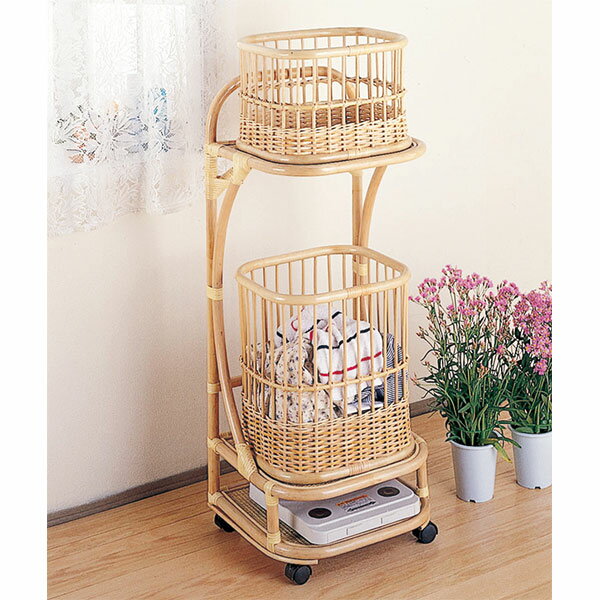 ランドリーラック ラタン バスケッ�