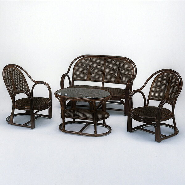 籐 リビング家具 4点セット 応接セット ( 送料無料 ラタン家具 リビングテーブルセット チェア ソファ 完成品 籐家具 ラブソファー センターテーブル ラブチェア 椅子 アジアン クッション付き ) 【39ショップ】 [3]