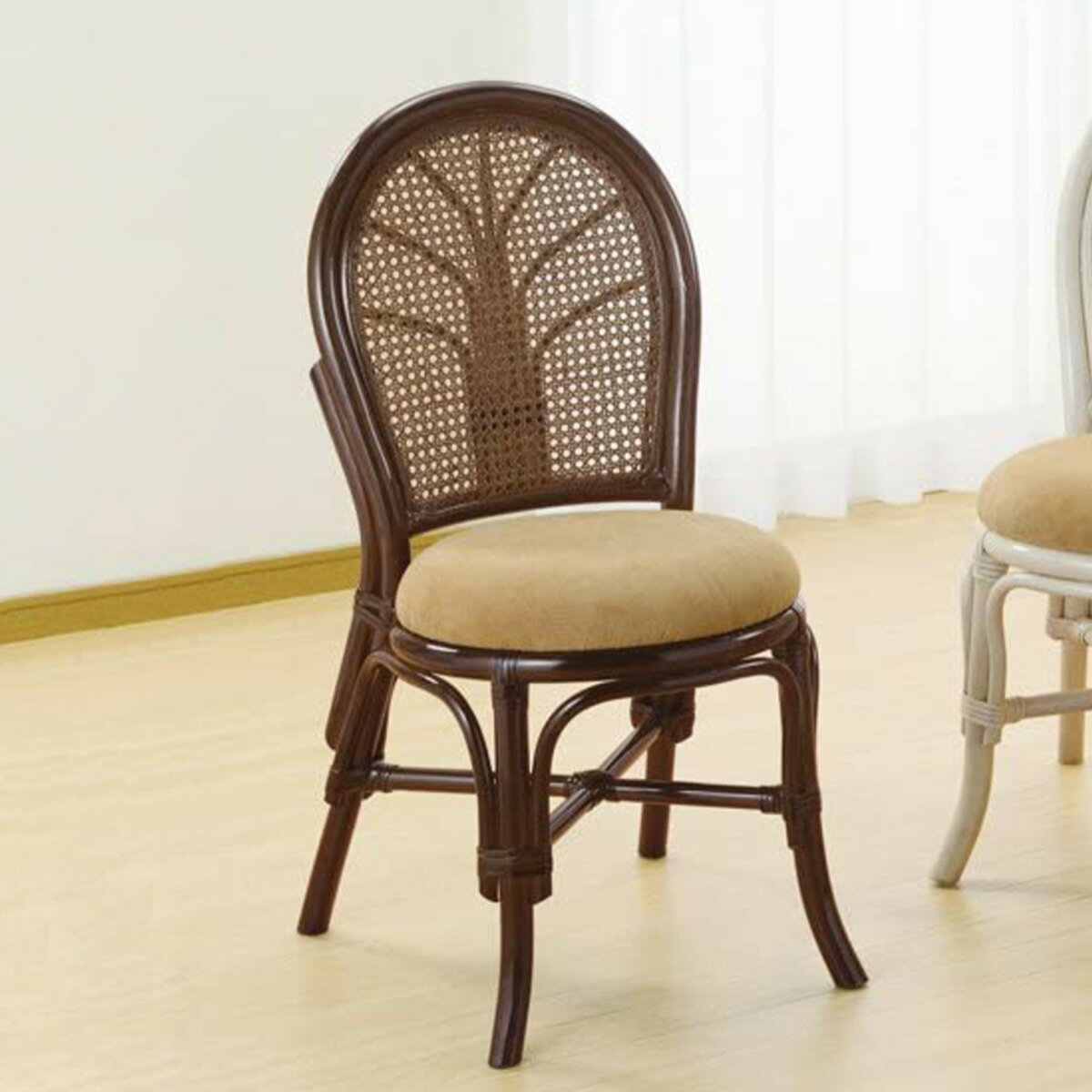 籐 ダイニングチェア クッション付 