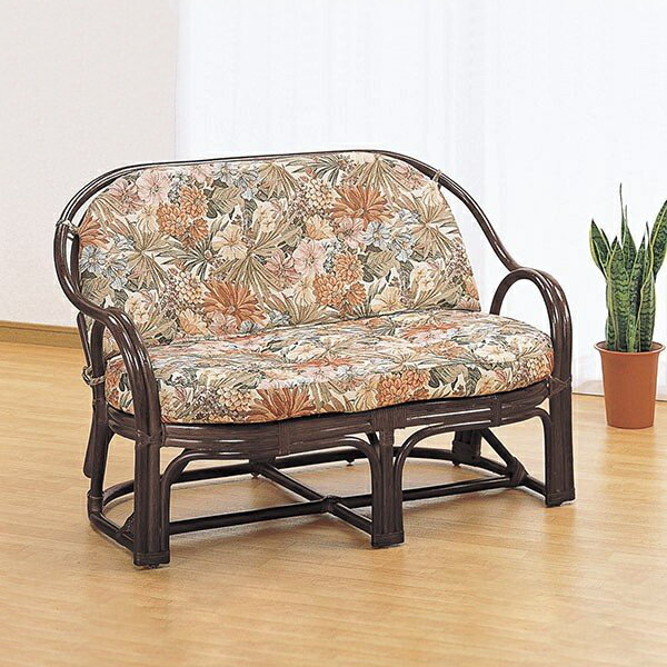 籐 ラブチェアー 2人掛け クッション付 幅108cm （ 送料無料 家具 ソファー 籐家具 ラタンチェア チェア 2人掛けソファ 籐椅子 モダン クッション おしゃれ ） 【39ショップ】