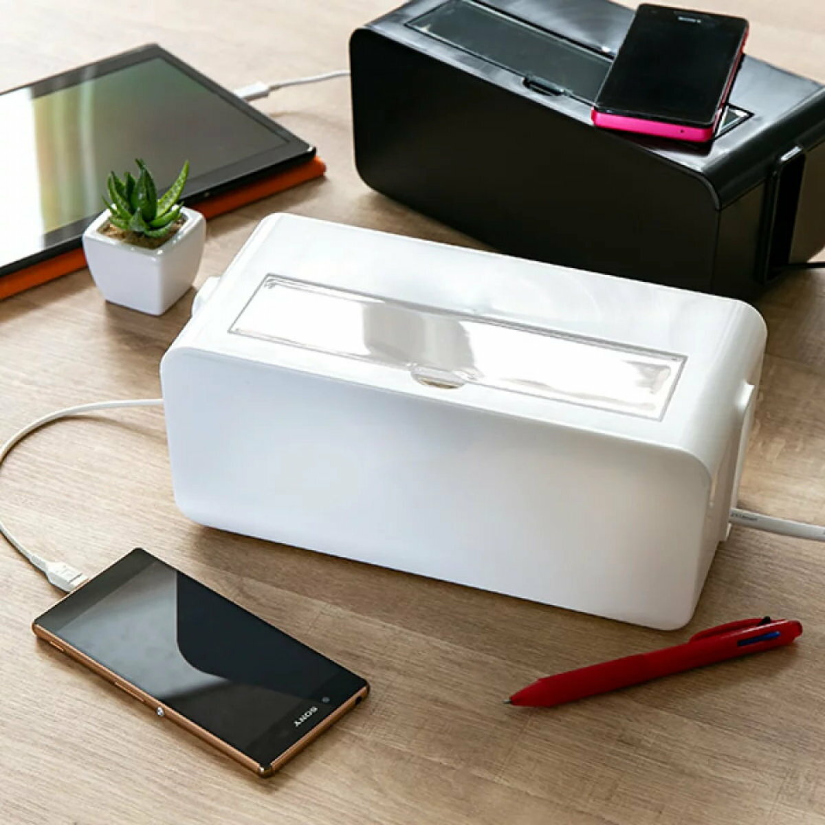 ケーブル収納 テーブルタップボックス 配線 コンセント ( ケーブル収納 タップボックス コード収納 プラスチック おしゃれ 日本製 配線カバー コードボックス...