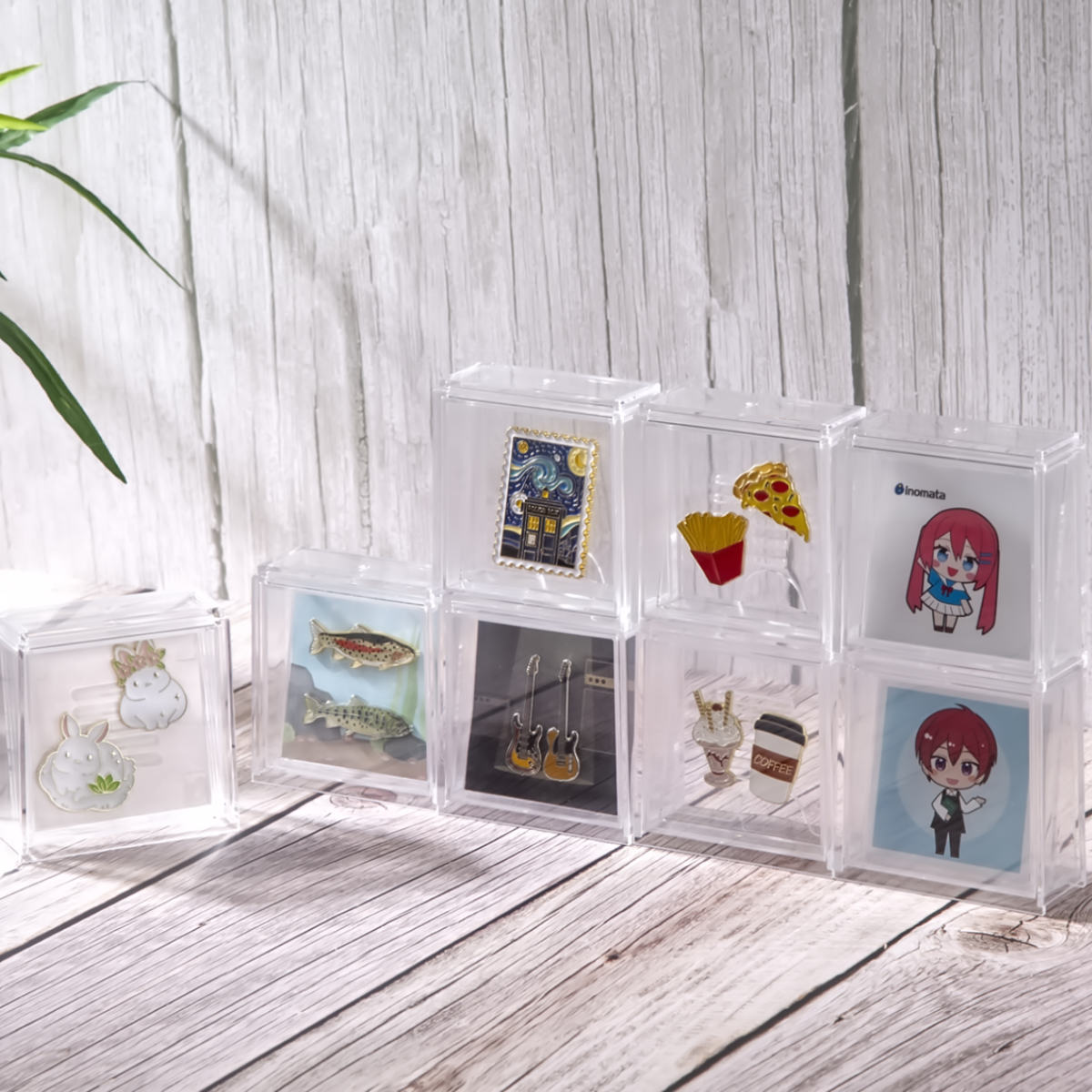 ピンバッジ ディスプレイケース 収納ケース 10個セット 6.7×6.9×3cm （ 収納 ケース  ...