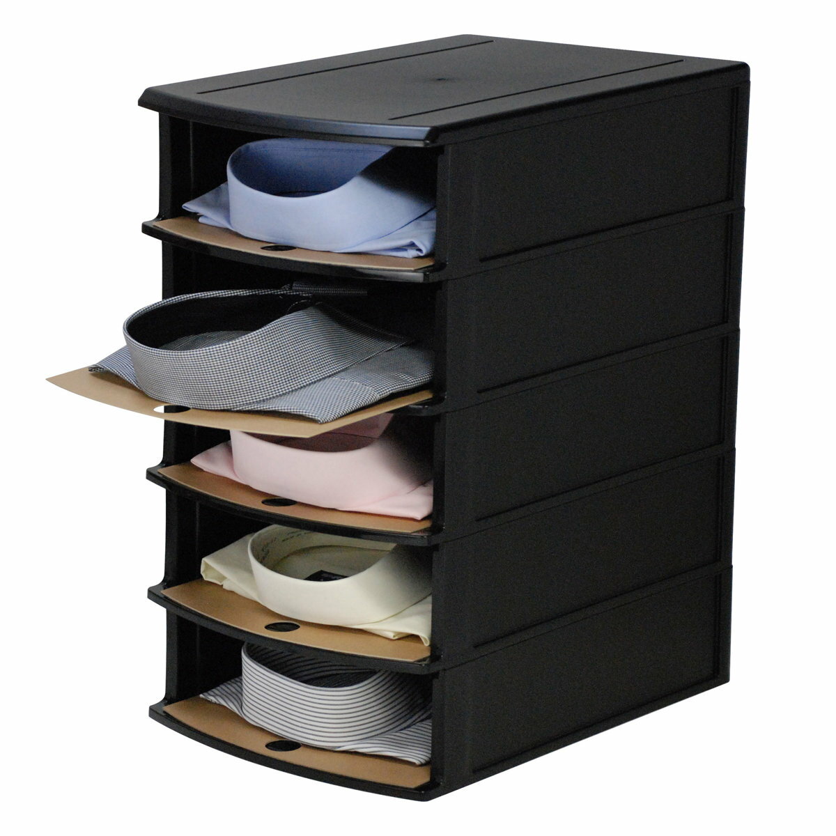 衣類収納 Yシャツケース 5枚収納 Yシャツ 収納 （ 便利グッズ 収納ラック シャツ ラック プラスチック ..