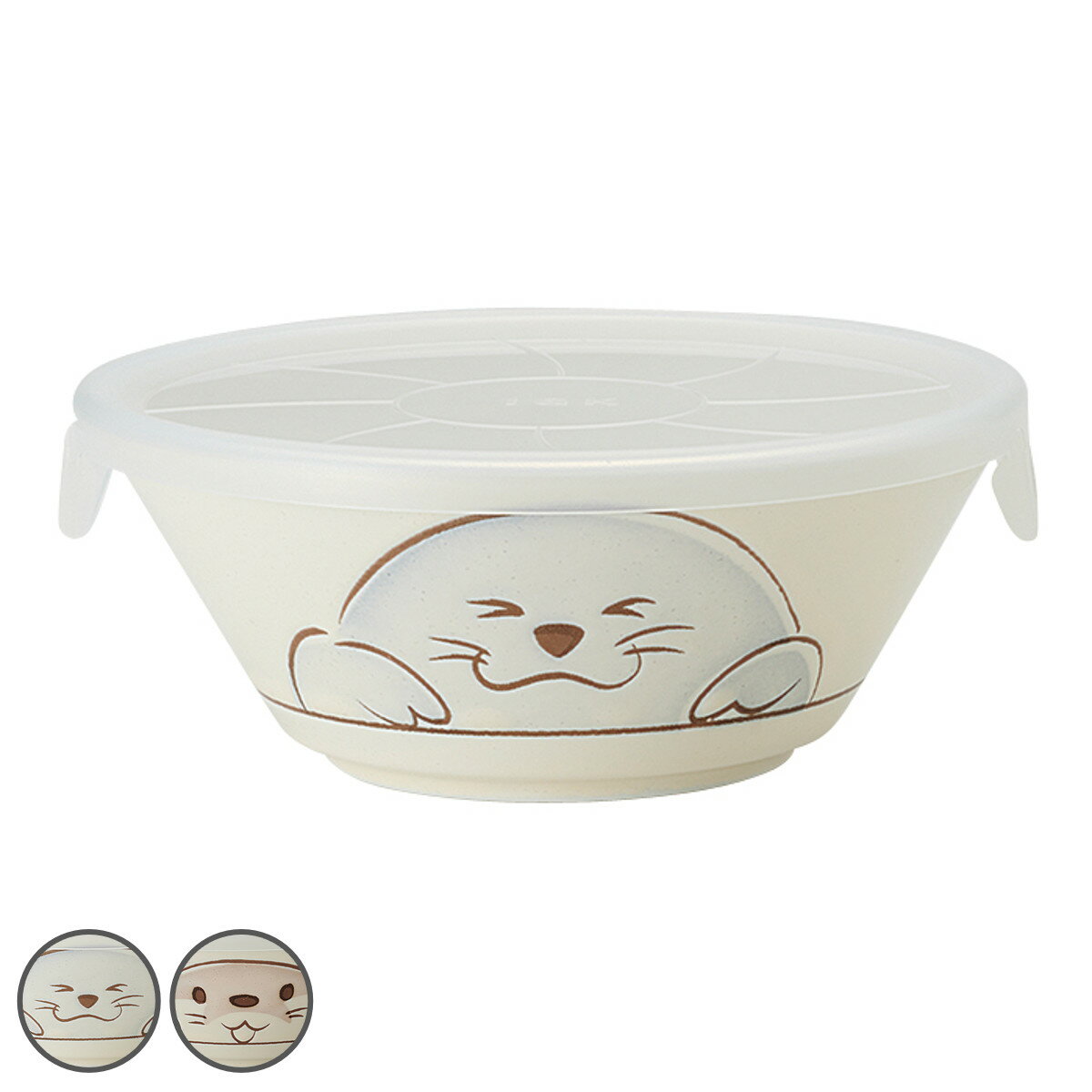 保存容器 蓋付き小鉢 箱なし アザラシ カワウソ （ レンジ対応 食洗機対応 陶器 動物 ふた付き 日本製 ..