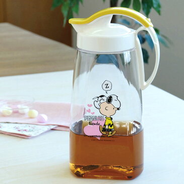 ピッチャー 2.2L スヌーピー PEANUTS 冷水筒 横置き 耐熱 ワンプッシュ キャラクター 水差し （ プッシュ式 ポット 冷水ポット 麦茶ポット ジャグ 麦茶入れ SNOOPY プラスチック ）【5000円以上送料無料】