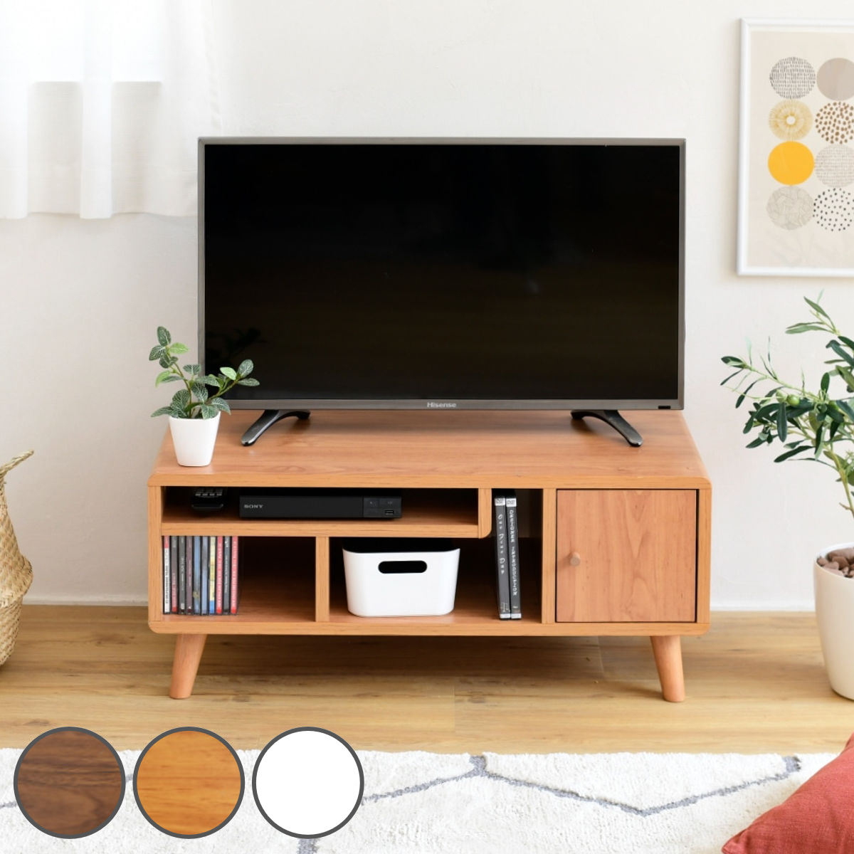 楽天インテリアパレットテレビ台 幅80cm AVラック 北欧風 ローボード Pico （ テレビボード TV台 AVボード TVラック テレビラック AV収納 幅80 ロータイプ 北欧 シンプル コンパクト 扉付き 収納 木目 木製 ブラウン 茶 ナチュラル 20V型 ）【39ショップ】