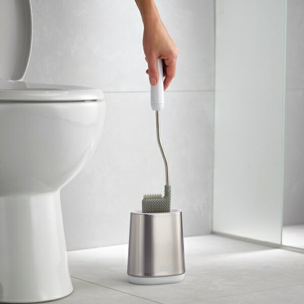 【先着】最大400円OFFクーポン有！ JosephJoseph トイレブラシ フレキシブルヘッド スチール 70561 （ ジョセフジョセフ トイレ掃除 トイレ ブラシ トイレクリーナー 繰り返し ケース付き スタンド 洗える 掃除 清掃 シンプル おしゃれ ） 【39ショップ】